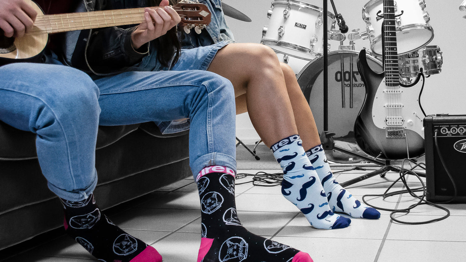 Astronaut Cat and Stache Socks - Rebel Fashion Funky Socks