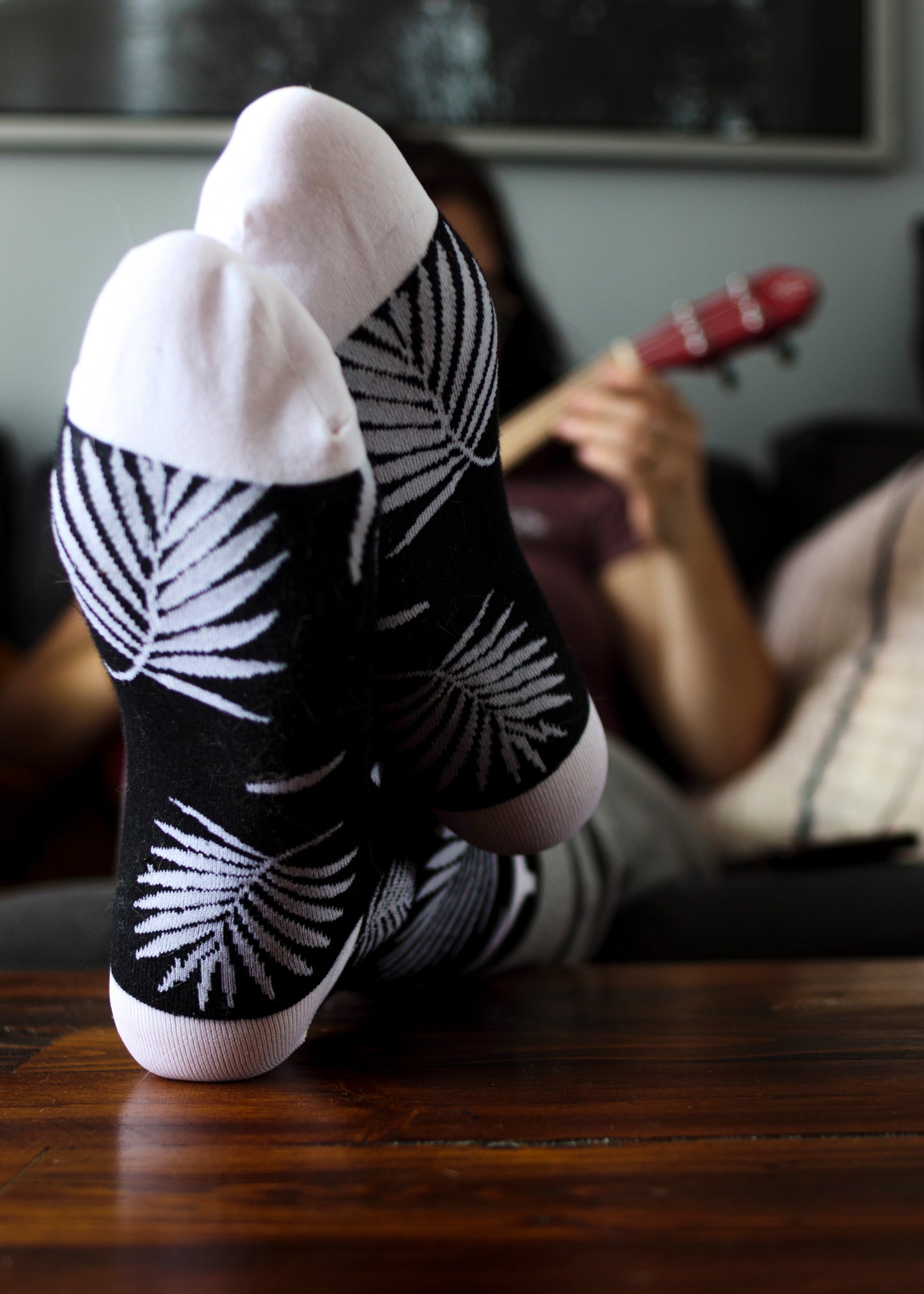 Step up your sock game with Rebel Fashion's Funky White Leaf Socks!